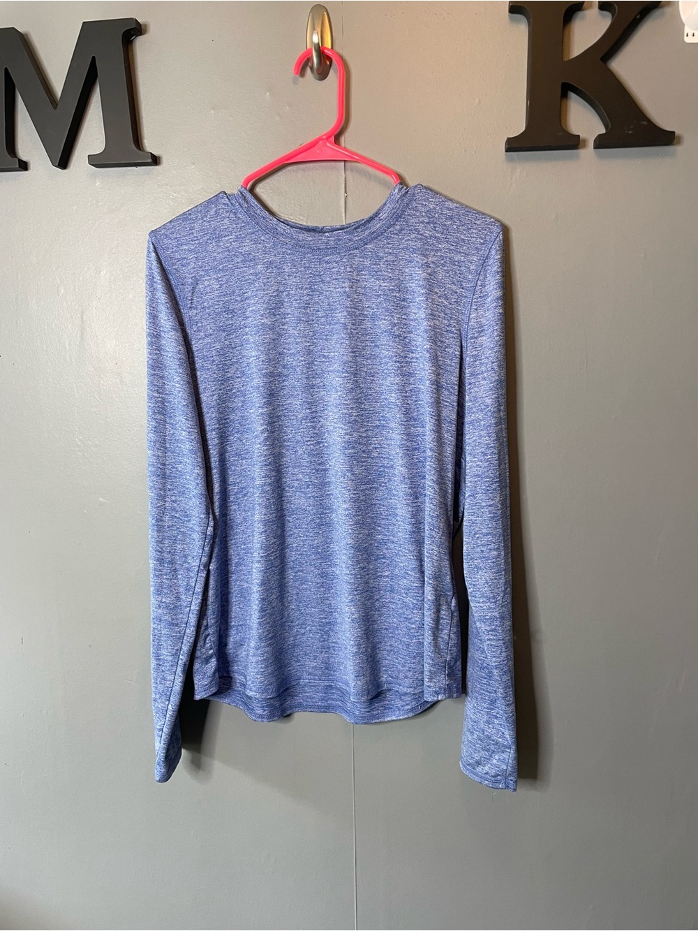 Fabletics Women's Long Sleeve Performance Top Blue Heather‎ size large